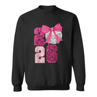 Happy New Year 2026 Discokugel Rosa Kokettechleife Familie Sweatshirt - Geschenkecke