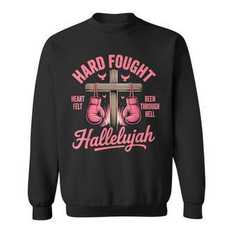 Hard Fought Hallelujah Boxing Gloves Faith Sweatshirt - Monsterry