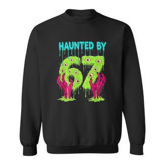 Haunted By 67 Halloween Spooky Season Pumpkin Ghost Sweatshirt - Thegiftio UK