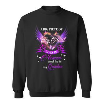 My Heart Lives In Heaven And He Is My Grandson Remember Love Sweatshirt - Thegiftio UK