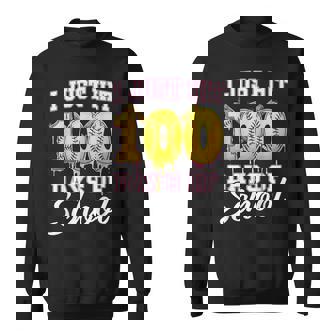 I Hit 100 Days Of School Softball Ice Cream Drip 100Th Day Sweatshirt - Monsterry