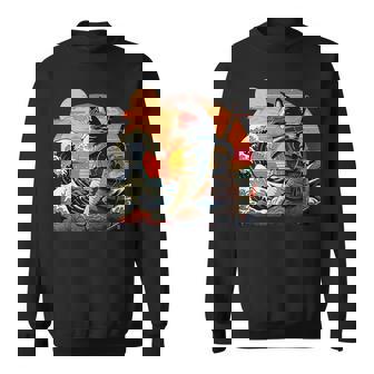 Hokusai Chatamouraï Rétro Japonais La Grandeague Sweater e - Cadeauxyz