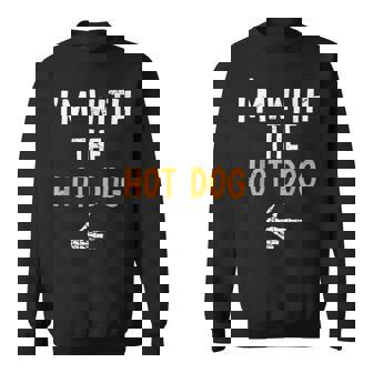 I'm With The Hot Dog Costume Halloween Matching Couple Sweatshirt - Monsterry