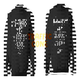 I'm With The Traffic Cone Costume Halloween Matching Couple Sweatshirt - Monsterry