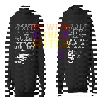 I'm With The Witch Couple Costume Halloween Sweatshirt - Monsterry