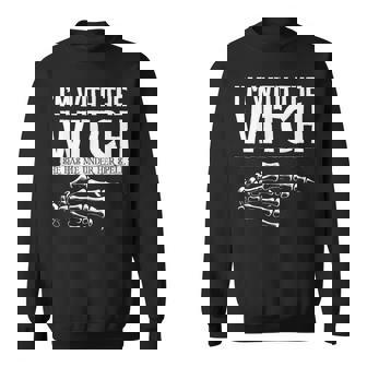 I'm With The Witch Halloween Couple Costume Party Wear Sweatshirt | Mazezy