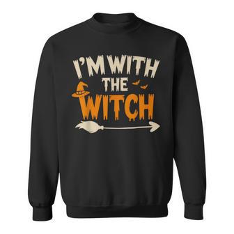 I'm With The Witch Husband Halloween Costume Couple Sweatshirt - Thegiftio UK