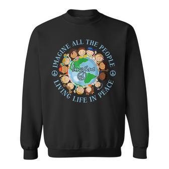 Imagine All The People Living Life Peace Earth Day 2024 Men Sweatshirt - Thegiftio