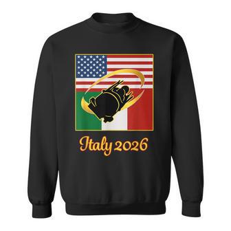 Italy 2026 Bobsled 2026 Usa Italy Flags Winter Sports Sweatshirt - Monsterry