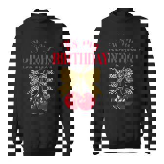 It's My Birthday Cute Cherry Leopard Coquette Bow Birthday Sweatshirt | Seseable FR