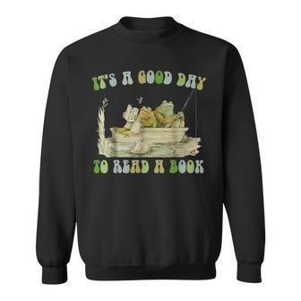 It's A Good Day To Read A Book Frog Reading Book Sweatshirt - Thegiftio UK