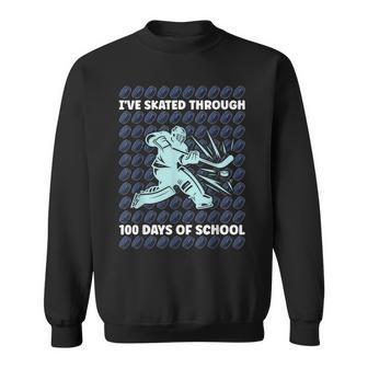 I've Skated Through 100 Days Of School Ice Hockey 100Th Day Sweatshirt - Thegiftio UK