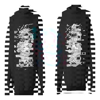 Japanese Dragon Kawaii Kitten Cute Cat Pastel Anime Lover Sweatshirt - Thegiftio