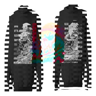 Japanese German Shepherd Surfing Wave Great Wave Japan Sweatshirt | Mazezy