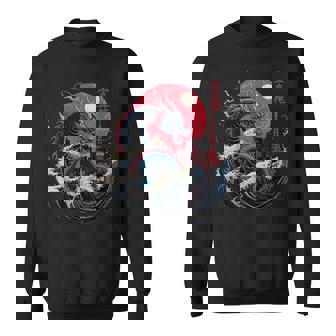 Japanese Rising Dragon Great Wave Kanagawa Kanji Dragon Sweatshirt - Thegiftio