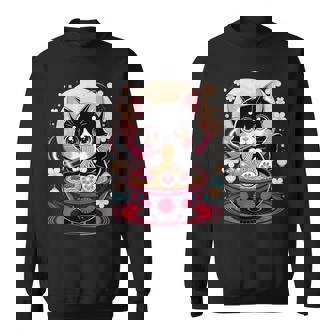 Japonés Anime Gato Ramen Kawaii Gato Comiendo Fideos Camisa de entrenamiento - Regaloses