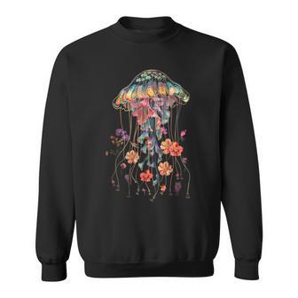 Jellyfish Flowers Vintage Floral Scuba Diving Surf Sweatshirt - Thegiftio