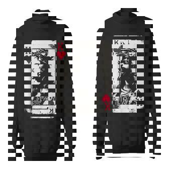 Jesus King Of Hearts Vintage Religious Card Game Lover Sweatshirt | Mazezy