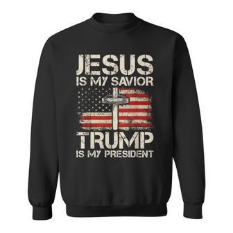 Jesus Is My Savior Trump Is My President Trump 2024 Usa Flag Sweatshirt - Monsterry