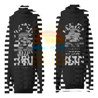 Just A Boy Who Loves Bison Sweatshirt - Thegiftio