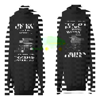 Just A Boy Who Loves Combines Farming Vehicle Lover Sweatshirt - Thegiftio