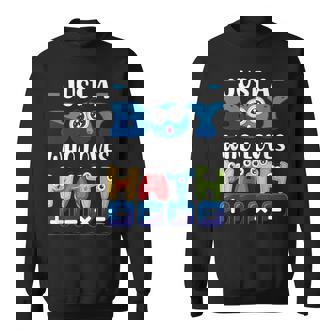 Just A Boy Who Loves Math Cartoon Style Fun Numbers Sweatshirt | Seseable UK