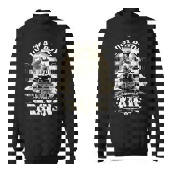 Just A Boy Who Loves Trains Vintage Steam Train Sweatshirt | Mazezy