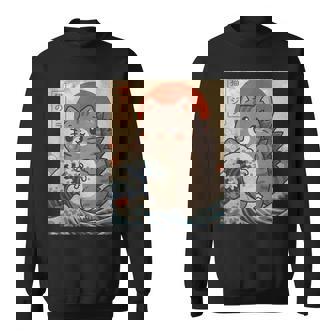 Kaiju Kitty Giant Monster Wave Cute Cozy Cat Graphic Parody Sweatshirt | Seseable FR
