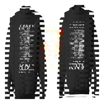 Karaoke King Singer Vintage Microphone Us Flag Singing Sweatshirt - Thegiftio