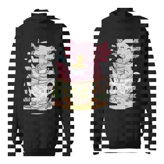 Kawaii Axolotl Teacup Ramen Anime Aesthetic Sweatshirt - Thegiftio