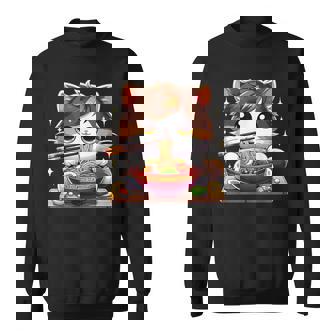 Kawaii Cat Eating Ramen Cute Anime Japanese Noodles Lover Sweatshirt - Monsterry