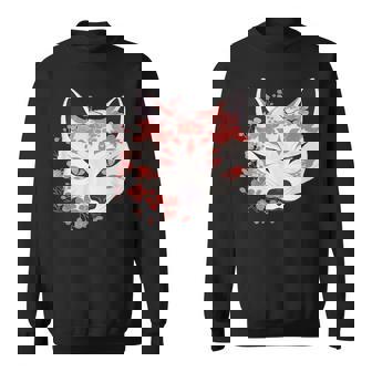 Kawaii Kitsune Masque De Renard Japonais En Fleurs De Cerisier Sweater e - Cadeauxyz