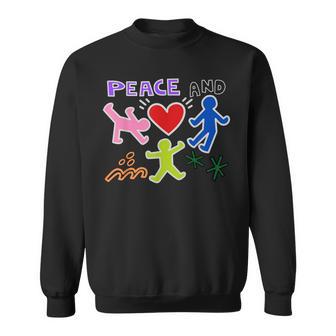 Keith Graffiti Peace And Love Art Bold Bright Cartoon Sweatshirt - Thegiftio UK