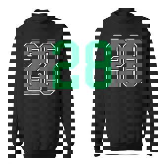 Kelly Green White Number 28 Jersey Player Uniform 28 Sweatshirt | Mazezy