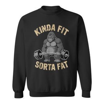 Kinda Fit Sorta Fat Gym Gorilla Weightlifting Workout Sweatshirt - Thegiftio UK