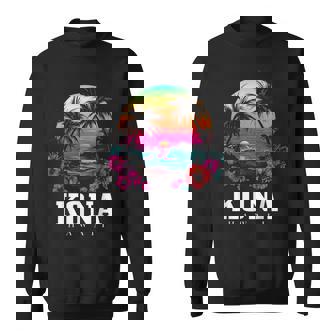 Kona Hawaii Hawaiian Hibiscus Flowers Surfer Souvenir Sweatshirt | Mazezy