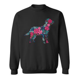 Labrador Blume Lustige Hunde-Silhouette Tropische Blumen Geschenke Sweatshirt - Geschenkecke