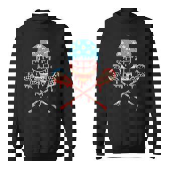 Lacrosse American Flag Drip Helmet Lax Sticks Ice Cream Sweatshirt - Monsterry