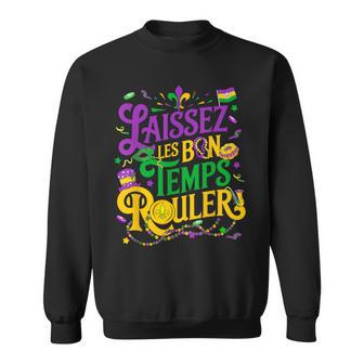 Laissez Les Bon Temps Rouler Mardi Gras Beads Fleur De Lis Sweatshirt | Mazezy