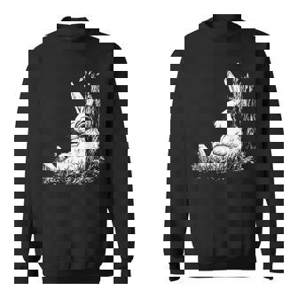 Lapin Casque Arbre Relaxant Animal Musique Graphique Lapin Sweater e - Cadeauxyz