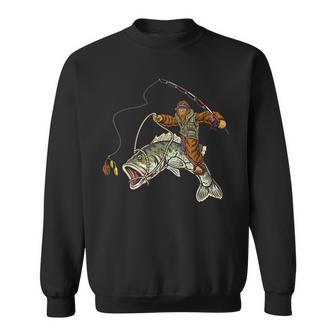 Largemouth Bass Fishing Bigfoot Fisherman Sweatshirt - Thegiftio UK