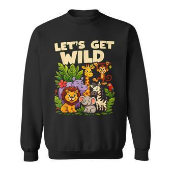 Let's Get Wild Jungle Animal Safari A Day At Zoo Party Sweatshirt | Seseable FR