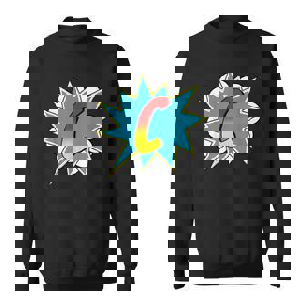 Lettre C Nom Deuper-Héros Comic Lettre Rétro Costume Sweater e - Cadeauxyz
