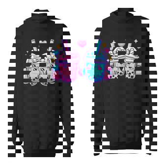 Lindo Kawaii Boba Bubble Tea Azul Rosa Amor Mejores Amigos Diversión Camisa de entrenamiento - Regaloses