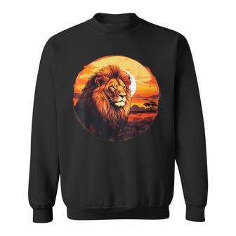 Lion Nature Wildlife African Animal Lovers Savanna Sunset Sweatshirt - Thegiftio UK