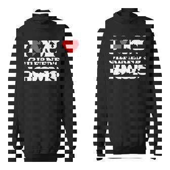 I Love My Girlfriend's Boobs I Red Hot Heart Boobies Sweatshirt - Thegiftio