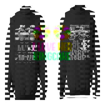 I Love Her Kingcake Mardi Gras Matching Couple Boyfriend Sweatshirt - Thegiftio