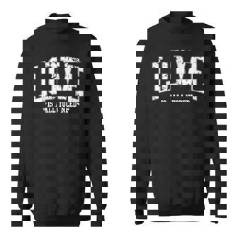 Love Is All You Need Distressed Varsity Sweatshirt - Monsterry