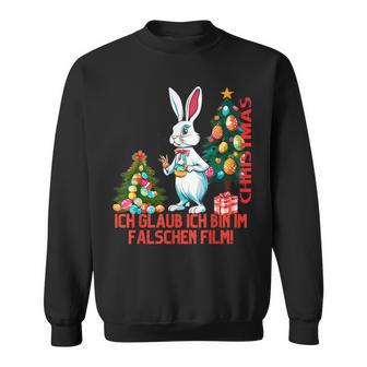 Lustige Osterhasen Weihnachtsmotive Osterhase An Weihnachten Weihnachtsbaum Frohe Weihnachten Chwarz Kurzarm-Ausschnitt Weihnachten Familie & Freunde Sweatshirt - Geschenkecke