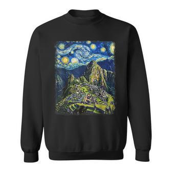 Machu Picchu Peru Inca Starry Night Painting Sweatshirt - Thegiftio UK